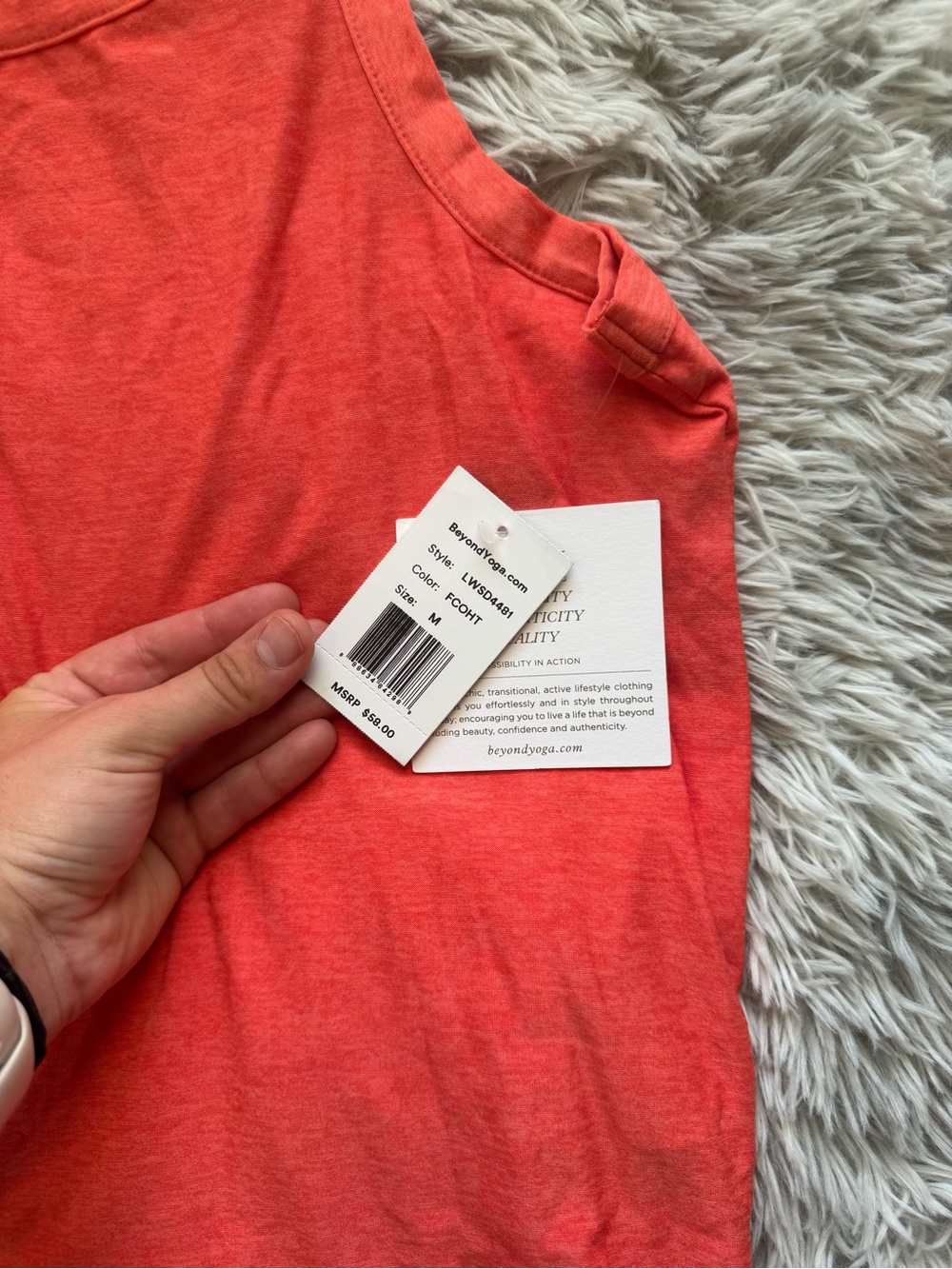 Beyond Yoga Coral Red Tank Top and High-Waist Shorts Set - Picture 4 of 8